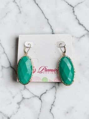 Premier Designs Green Oval Earrings